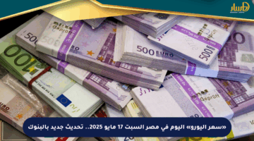 «سعر اليورو» اليوم في مصر السبت 17 مايو 2025.. تحديث جديد بالبنوك